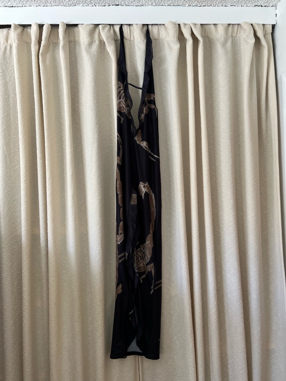 Black Maxi Dress with Brown Floral Print - Picture 3 of 6